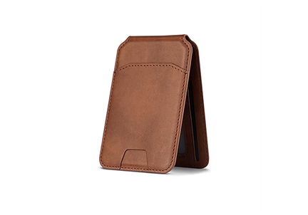 3-Card Slot Magnetic Leather Phone Card Holder with RFID Blocking and Folding Kickstand (Support OEM/ODM)